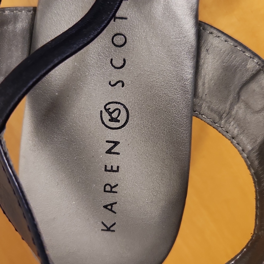 Karen Scott Navy Blue Sequins Strappy Kitten Heel Event Sandals - Picture 6 of 9